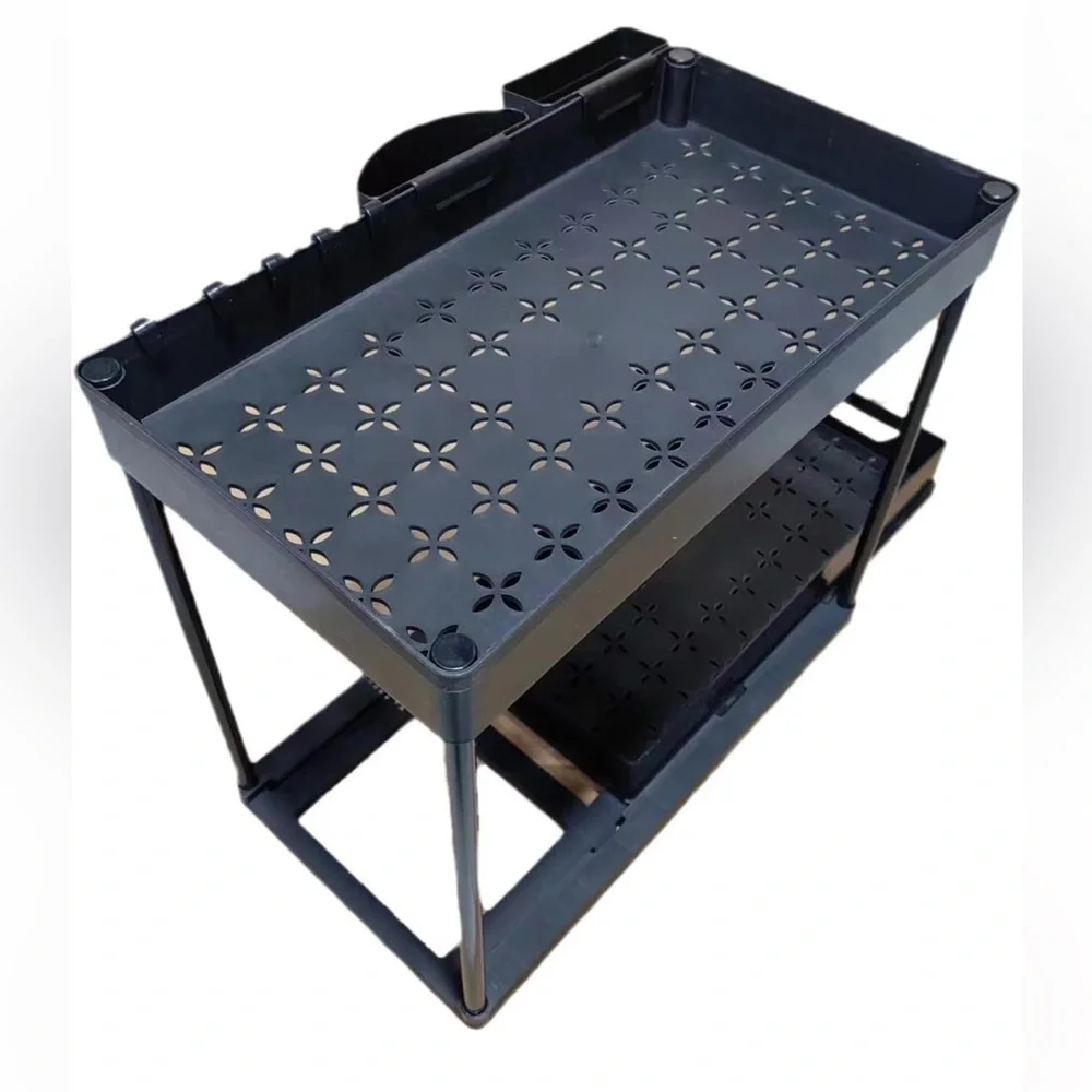 Pull-out Storage Rack‎ Under-cabinet Bathroom Kitchen Drawers Black Anti-skid